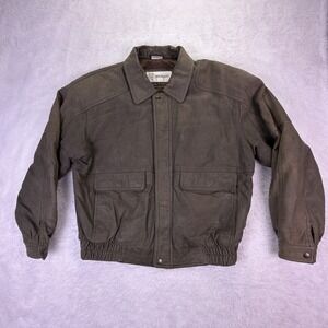 Rare Vintage DEERSKIN Leather Bomber Jacket Mens 44 Faded Brown - Made in Korea